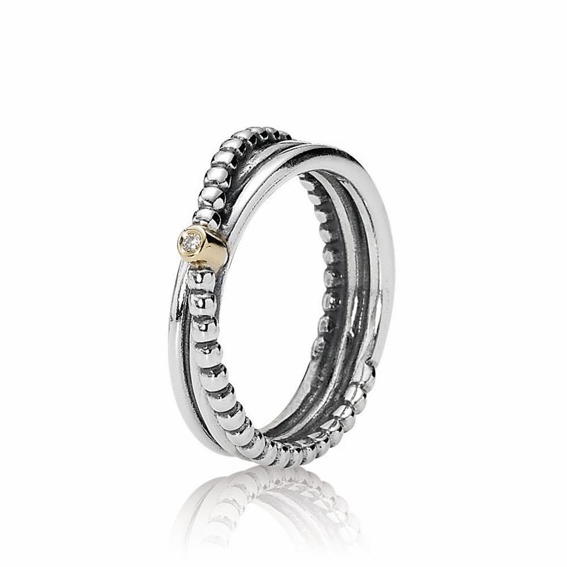 Pandora Rising Star Diamond Stackable Ring Clearance NZ, Two Tone (473695-AHU)